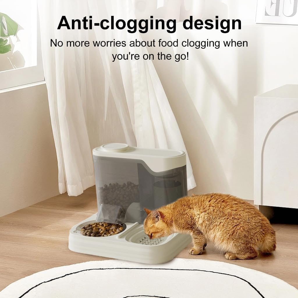 Cats Dog Feeding Station Leak Proof Water Fountains Detachable Dish Anti Slip Base Design