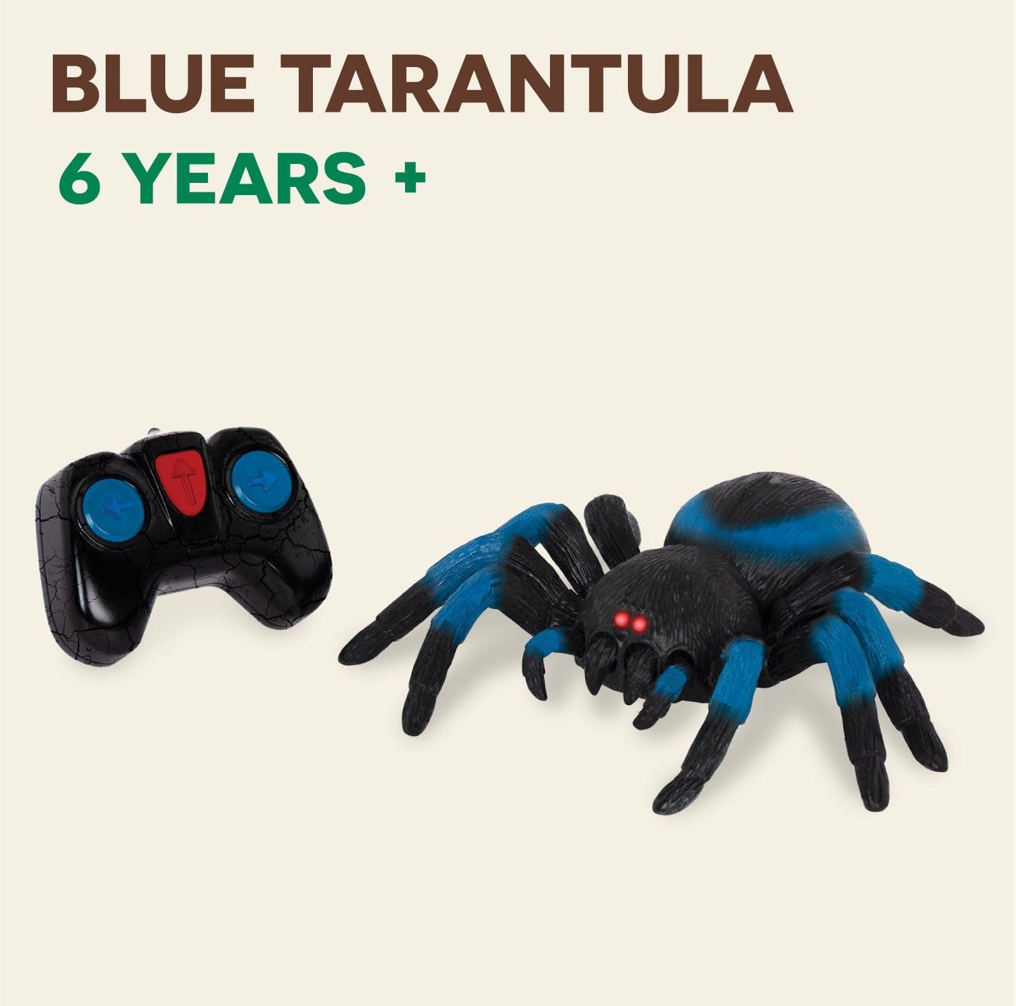 Terra by Battat – Remote Control Tarantula for Kids with LED Eyes – Realistic Spider Toy with Moving Legs, Fast Speed & 360° Spin – Blue RC Animal for Boys & Girls 6+ Years