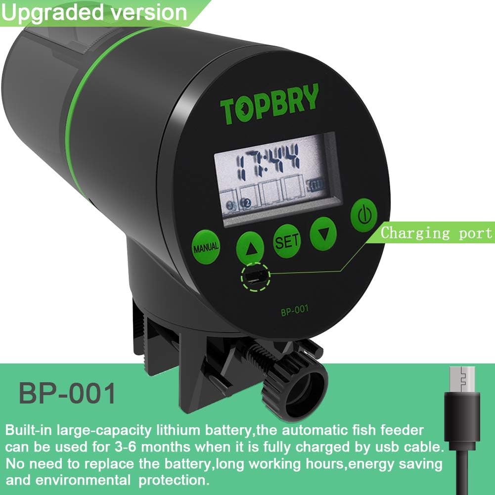Automatic Fish Feeders - Digital Auto Aquarium Feeder with USB Rechargeable Timer and Fish Food Dispenser