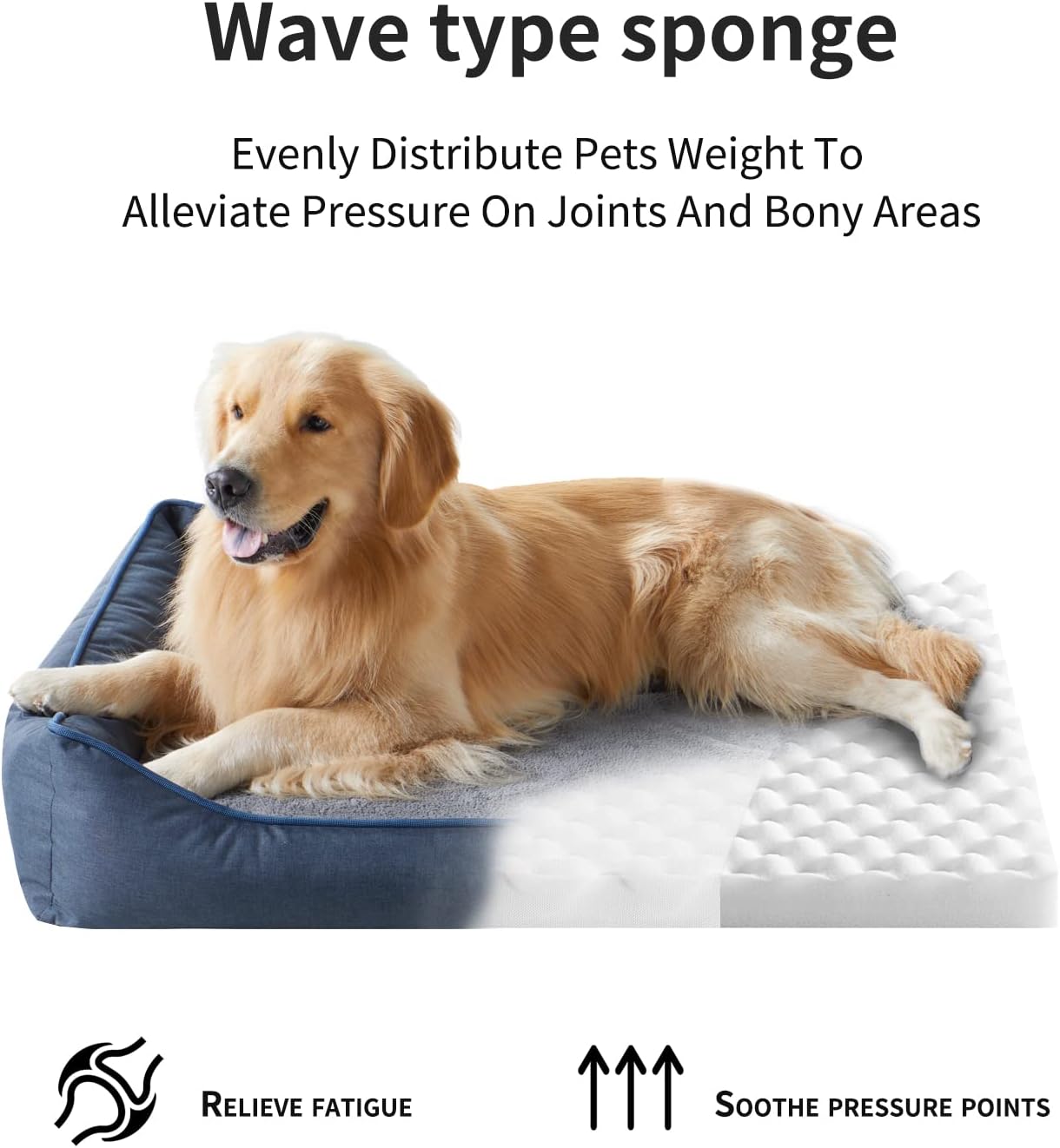 Orthopedic Dog Beds for Small Dogs, Durable Egg Crate Foam Sofa Dog Bed with Washable Removable Cover, Waterproof Lining, Pet Bed for Medium Dogs, Navy
