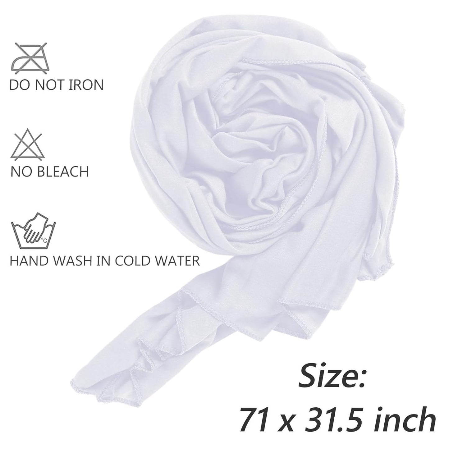 XTREND 1 Piece Head Wrap Stretch African Turban Bohemian Extra Long Scarf Soft Breathable Headwraps Solid Color Knit Head Scarves Turban Tie for Women (White)