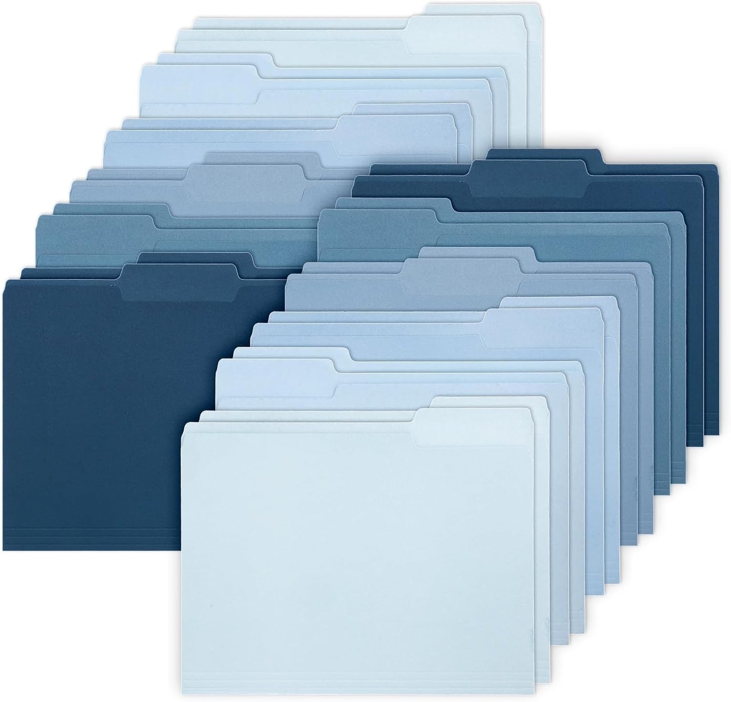 Whaline 24 Pack Dusty Blue File Folders Letter Size 6 Colors Gradient Blue File Pockets with 1/3 Cut Tab for Home Office Classroom Supplies, 8.9 x 11.6 Inch