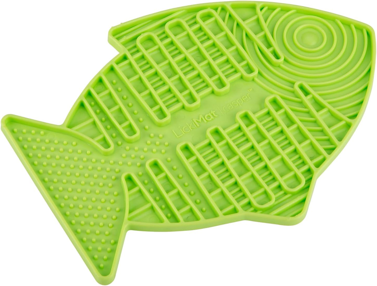 LickiMat Casper, Fish-Shaped Cat Slow Feeders Lick Mat, Boredom Anxiety Reducer; Perfect for Food, Treats, Yogurt, or Peanut Butter. Fun Alternative to a Slow Feed Cat Bowl or Dish, Green