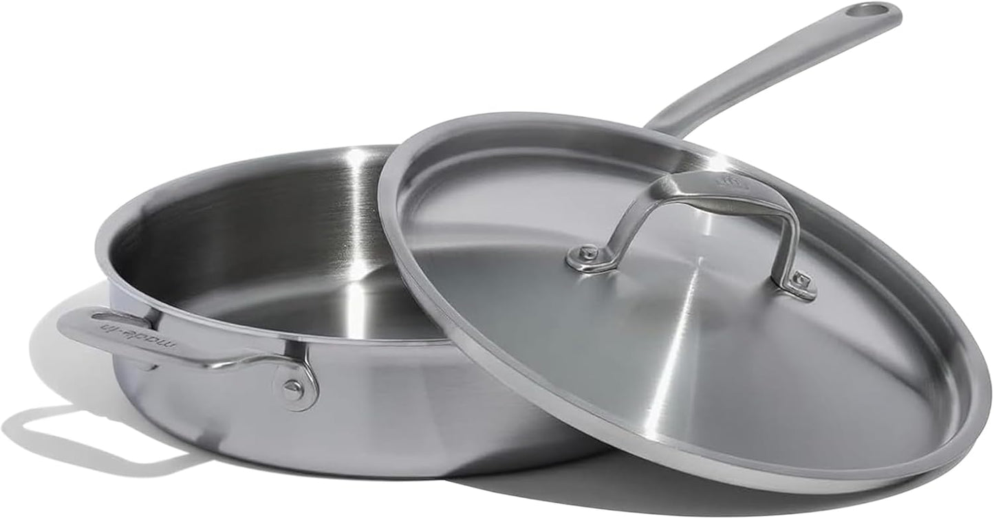 Made In Cookware | 3.5 Quart Stainless Steel Saute Pan | 5 Ply Stainless Clad | Professional Cookware | Induction Compatible | Crafted in Italy