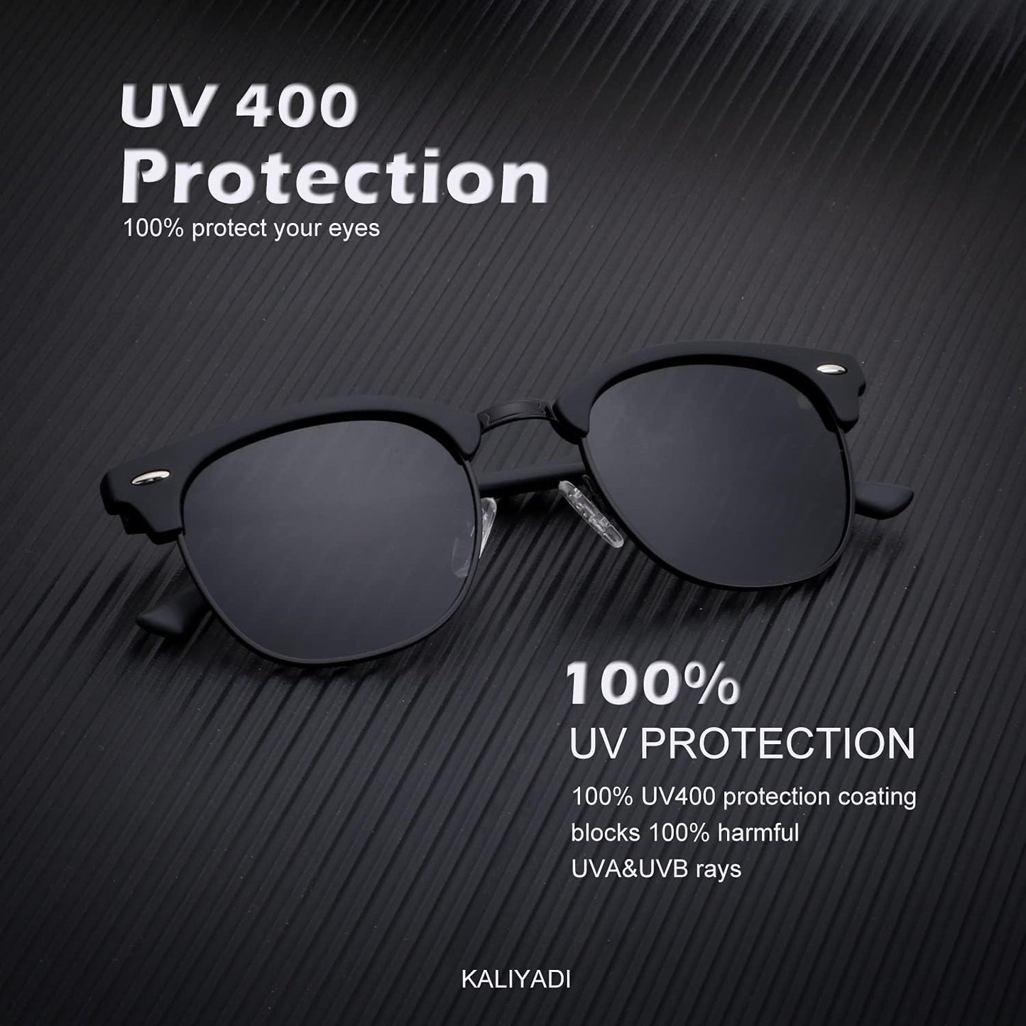 KALIYADI Sunglasses Men Polarized Sunglasses for Men Women Unisex Semi-Rimless Frame Retro Driving Sun Glasses UV Blocking