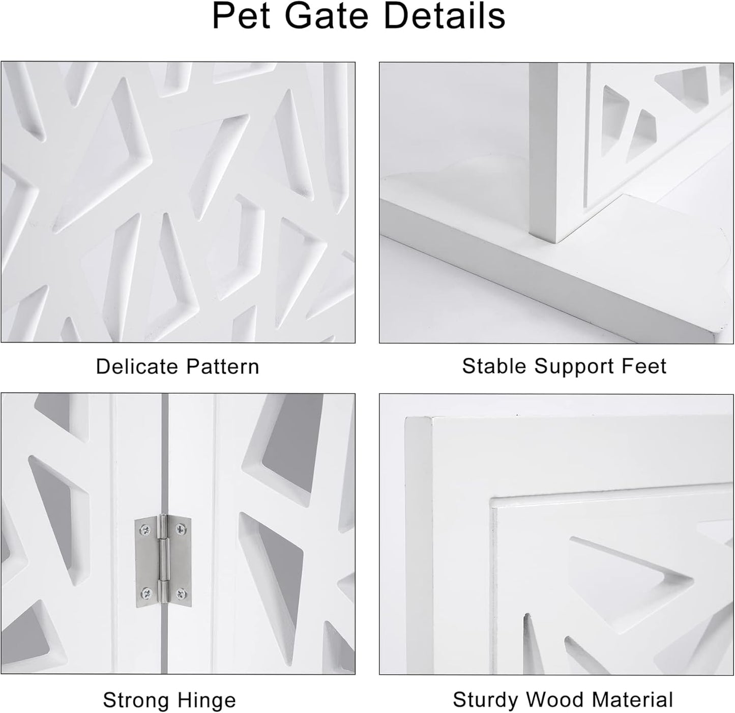 Freestanding Pet Gate Dog Gate, 3-Panel Folding Puppy Gate Wooden Fence Barrier for Small Medium Pet, Indoor Cat Dog Gates for House, Stairs, Doorways with 2Pcs Support Feet, 47" X 18.8"