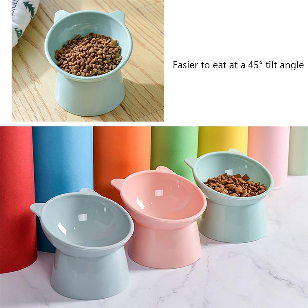 Dog Bowl Raised Cats Food Water Bowls with Elevated Stand Pet Feeding Bowl No-Spill 45° Slanted Pet Dish Blue Green