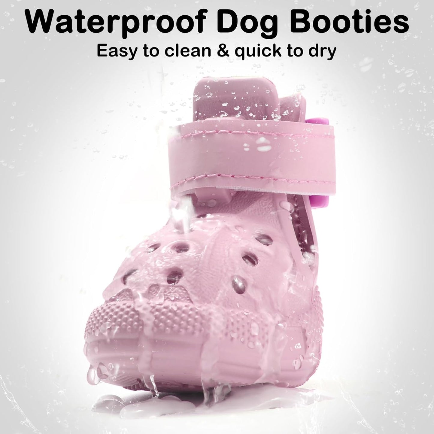 Dog Shoes for Hot Pavement,Non-Slip Waterproof Breathable Easy to Clean Put On and Take Off Dog Boots,Paw Protector for Hot Summer Roads Winter Snow (Pink, Size 8:(3.15"x2.56")(L*W))