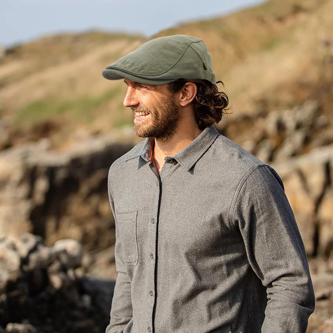 Newsboy Hats for Men Flat Cap Cotton Adjustable Breathable Irish Cabbie Ivy Driving Hunting Hat