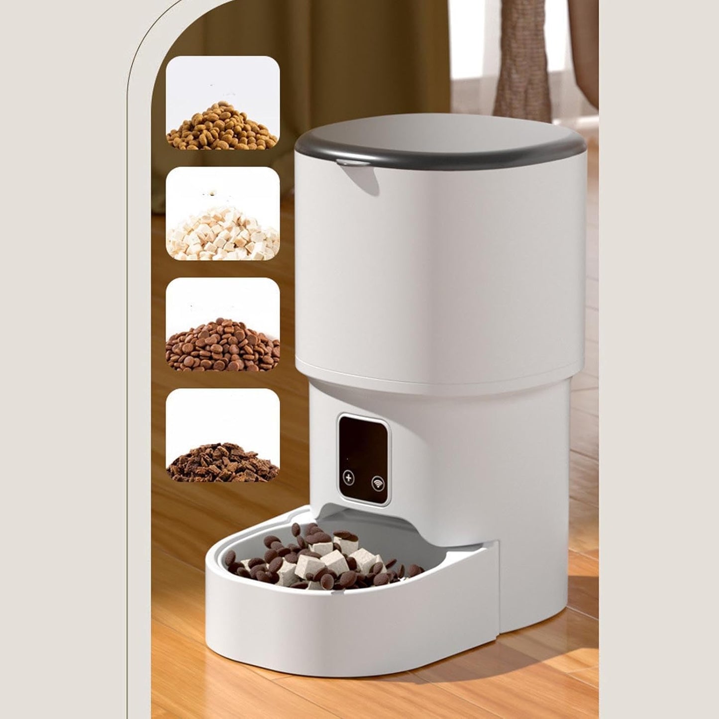 Luqeeg Automatic Cat Feeder, WiFi Smart Large Capacity Food Dispenser Pet Waterer Cat Water Fountain Remote Feeding Machine with Intelligent Recognition for Small Medium Pets Puppy