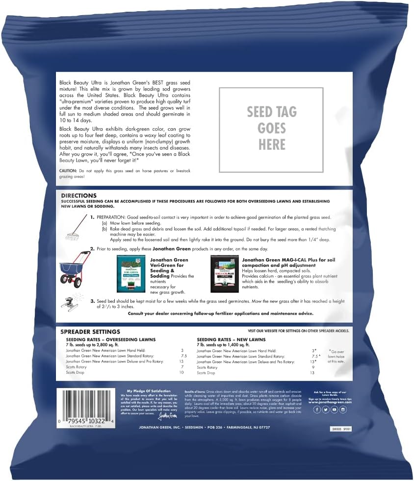 Jonathan Green (10322) Black Beauty Ultra Grass Seed - Cool Season Lawn Seed (7 lb)