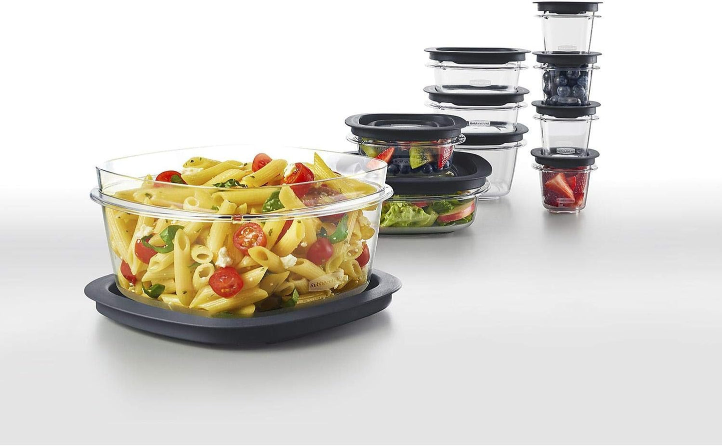 Rubbermaid Premier Crystal Clear Stain Resistant 20 Piece Set Grey Lids