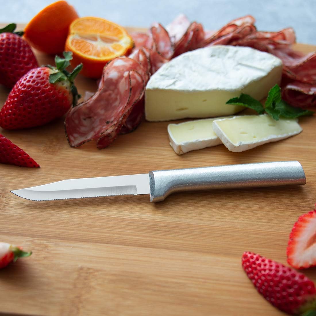 Rada Cutlery Serrated Regular Paring Knife (R142), 3.25" Stainless Steel Fine-Serrated Blade, Silver Handle, Pack of 2