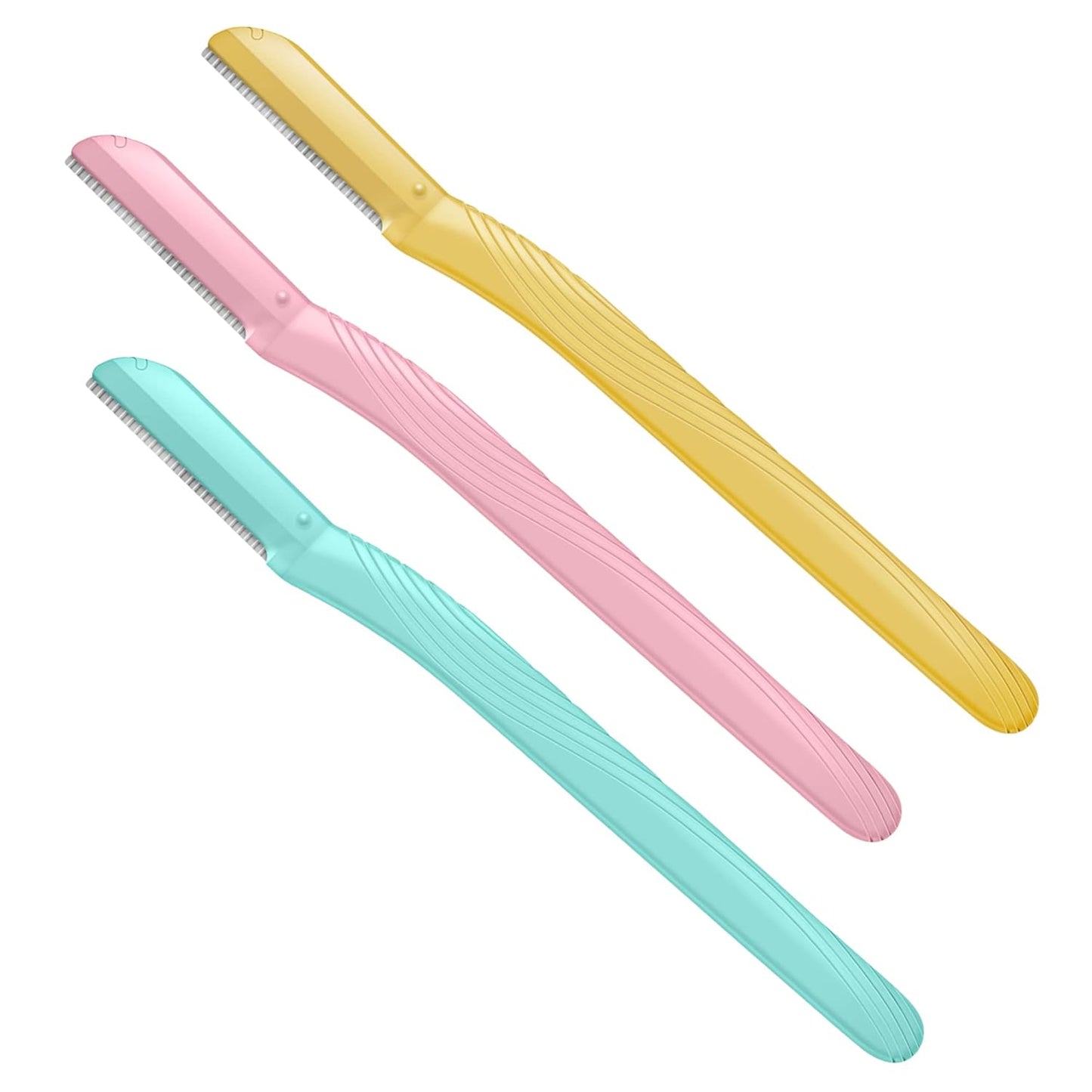 Amazon Basics Women's Dermaplaning Tool, Peach Fuzz Remover, Facial Hair Removal, Exfoliating Face Razor with Microguard Blade for Safe Eyebrow Shaping, Includes Blade Cover, Multicolor, 3 Count
