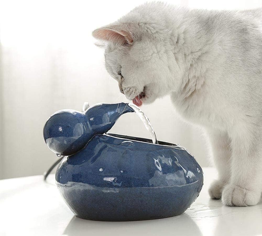 Fountain Pet Water Fountain,Ceramic Dog Cat Automatic Circulation Water Dispenser, Pet Drinker Fountain Dispenser for Cat,Dog,Pet Pet Water Dispenser (Color : Blue)