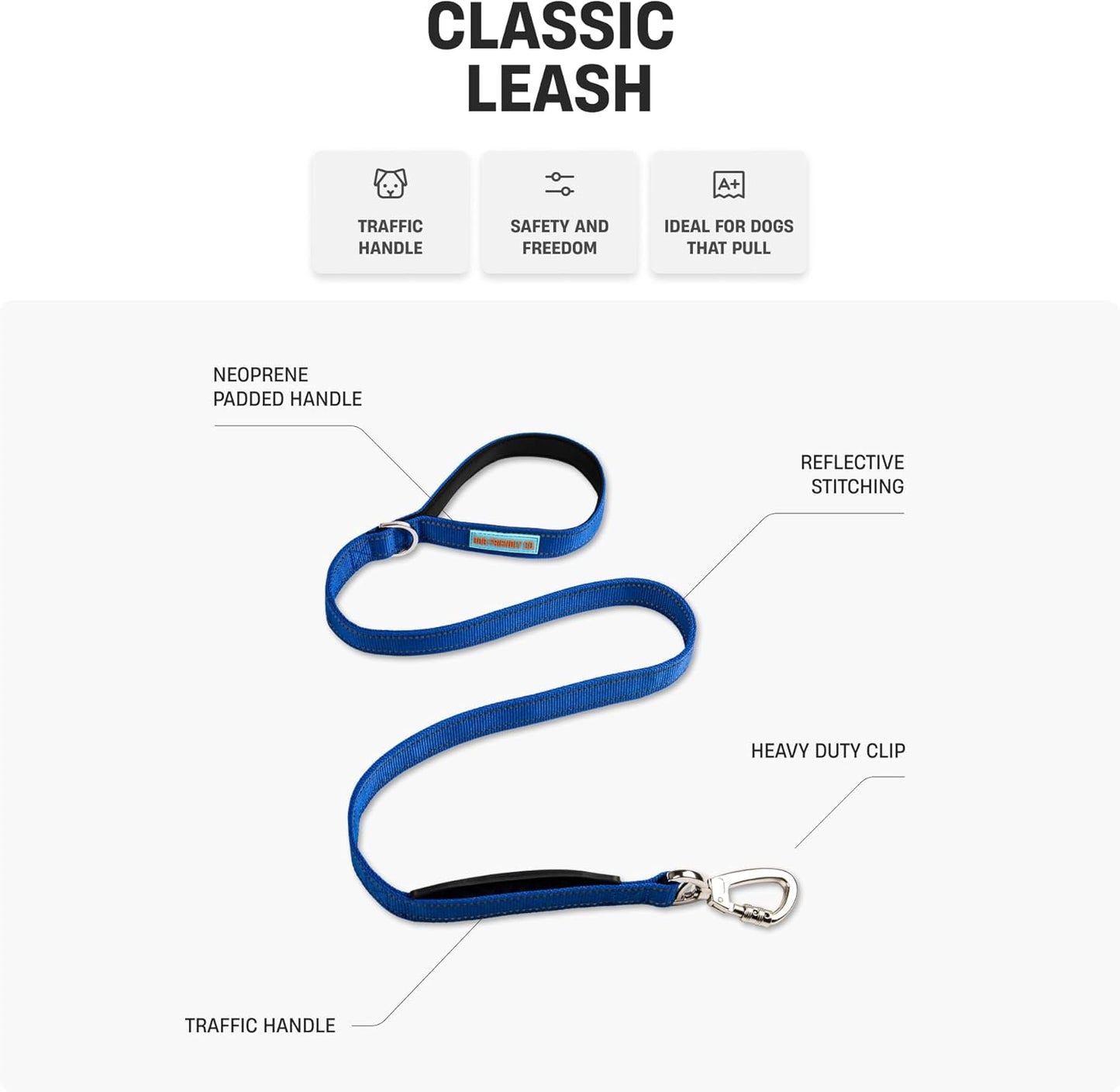 DF Co. Classic Dog Leash | Strain-Free, Shock Resistant, Prevents Jolts, Maintain Control | Durable Waterproof Material with Heavy Duty Clip & D-Ring (Pink, Regular)