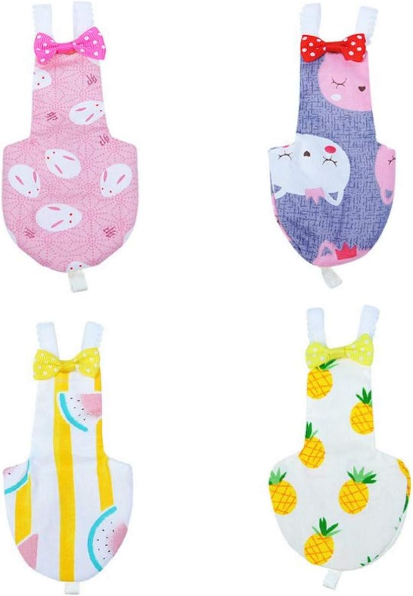 ZHONGJIUYUAN 4 Stlye Bird Diaper Parrot Washable Diaper Nappies for Parakeet Cockatiel Mini Macaw Budgie Canary Flight Suit (Size XS)