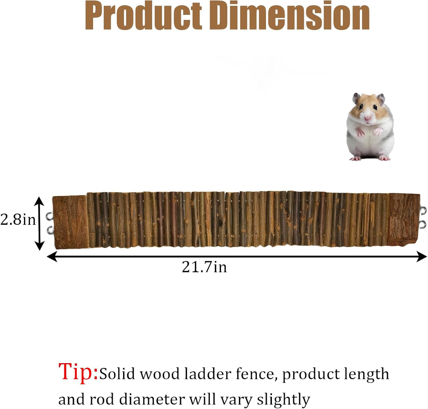 Hamiledyi Hamster Suspension Bridge Rat Long Bendy Bridge Wooden Climbing Ladder Cage Accessories for Syrian Hamster Gerbil Mouse Rat(21.6x2.7 inch(L*W))