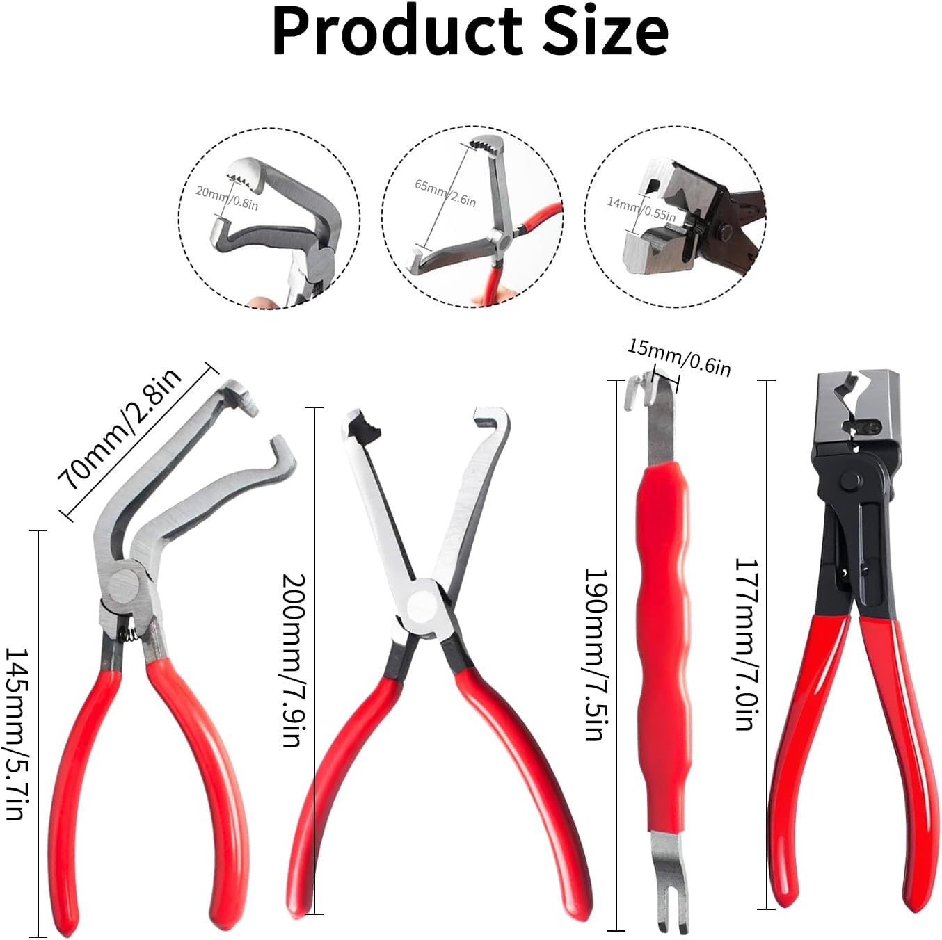 4 Piece Automotive Electrical Disconnect Pliers Kit, High-Carbon Steel Connector Separator Tool with Straight & 60° Tips, Hose Clamp Plier & 18pcs Pin for Cars SUVs Fuel Line Repair (Storage Box)