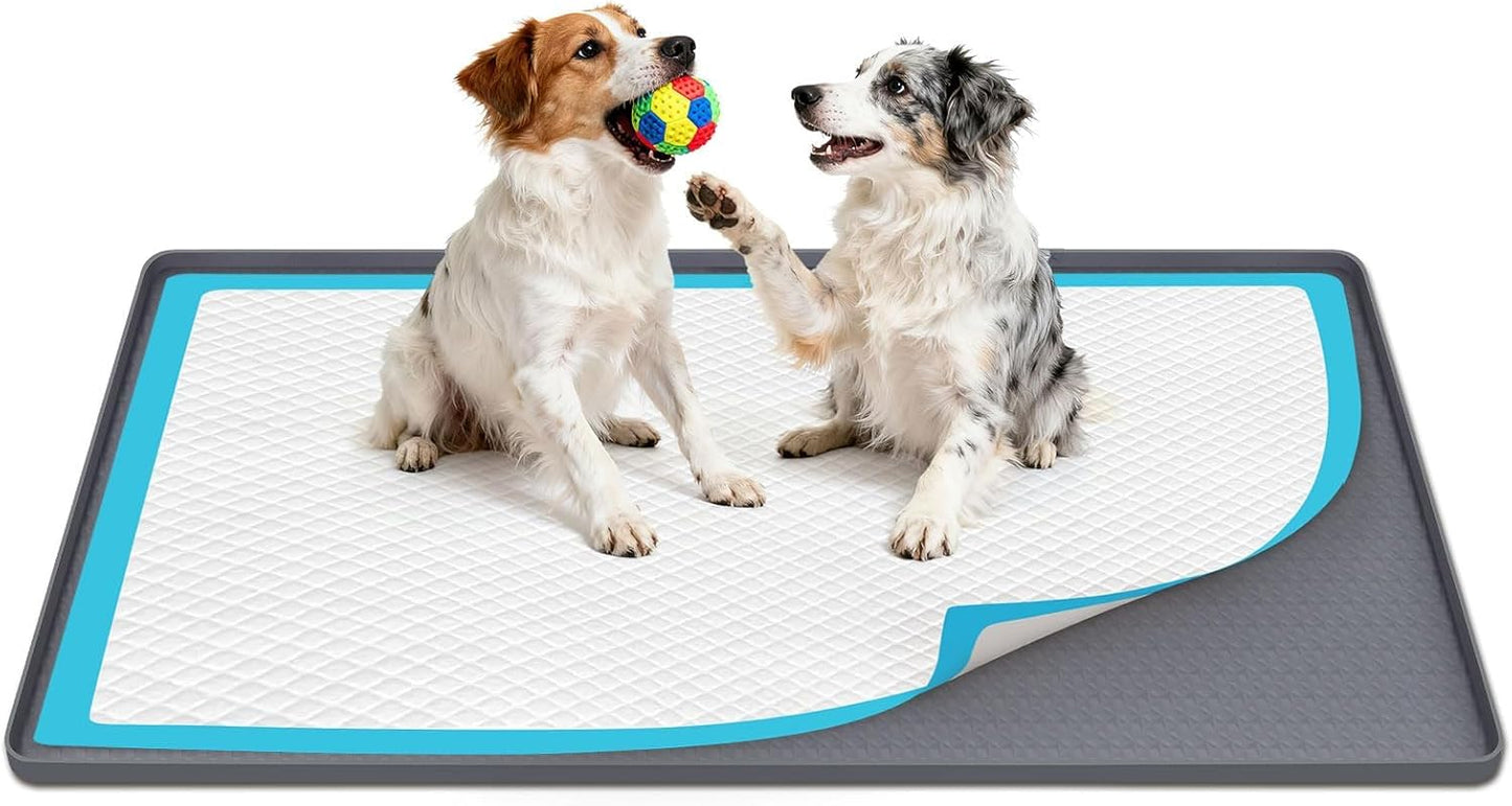 51" x26" Pee Pad Holder for Dogs Lanstics Silicone Dogs Puppy Pad Holder Puppy Pad Holder for Dog Training Leak-Proof Raised Edge Dog Potty Tray (Grey)