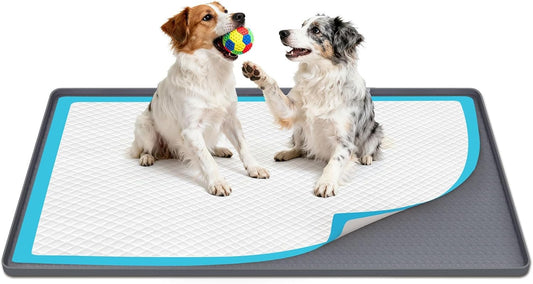 51" x26" Pee Pad Holder for Dogs Lanstics Silicone Dogs Puppy Pad Holder Puppy Pad Holder for Dog Training Leak-Proof Raised Edge Dog Potty Tray (Grey)