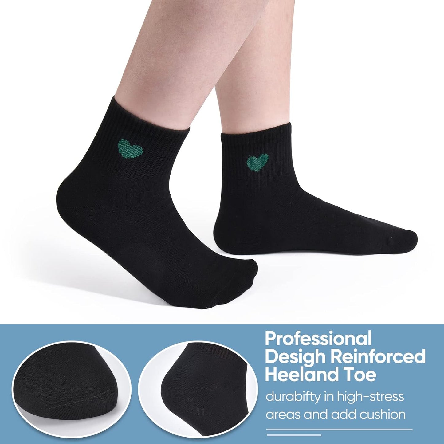Women's Cute Ankle Crew Socks - Novelty Fun Heart Cotton Casual Athletic Running Socks-6Pairs