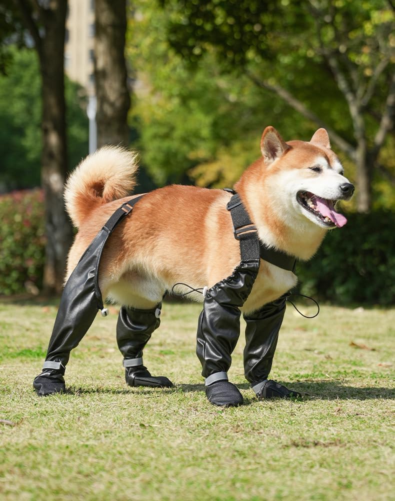 OMEM Reflective Waterproof Dog Boots | Anti-Off | Non-Slip + Wear-Resistant (2XL,Silver)