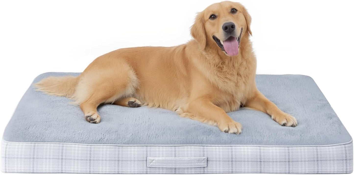 MIHIKK Washable Orthopedic Dog Bed for Large Dogs, L Waterproof Pet Bed with Egg Crate Foam Strong Support, Machine Washable Cover & Anti-Slip Bottom & Durable Zipper 35x22(Gray)