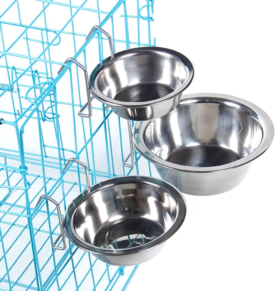 Hanging Pet Bowl Cup Cup with Wire Hook for Dogs Cats Bird Animals in Crate Cage Easy-to-Remove