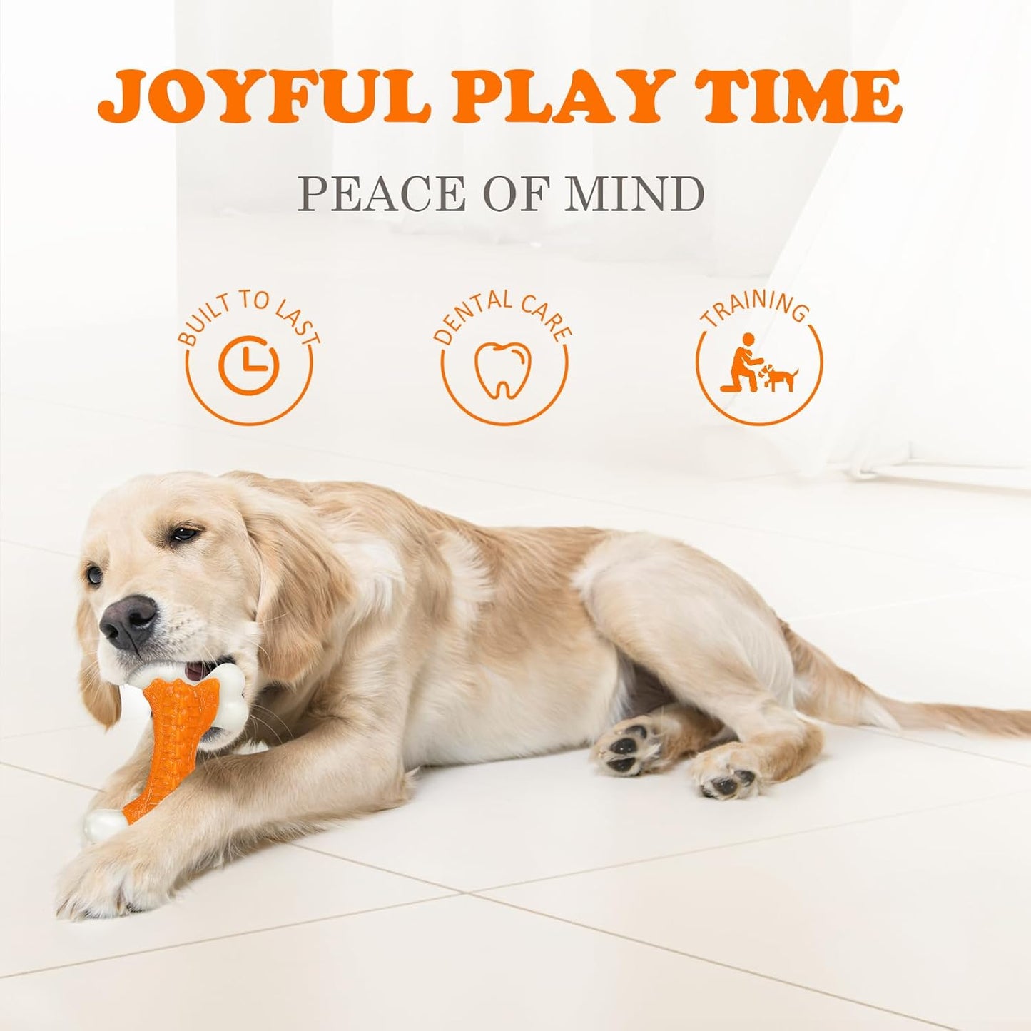 2-Pack Dog Toys for Aggressive Chewers, Indestructible 8" Tough Nylon Bone, Teething & Boredom Relief Chew for Large Dogs, Peanut Butter Flavor