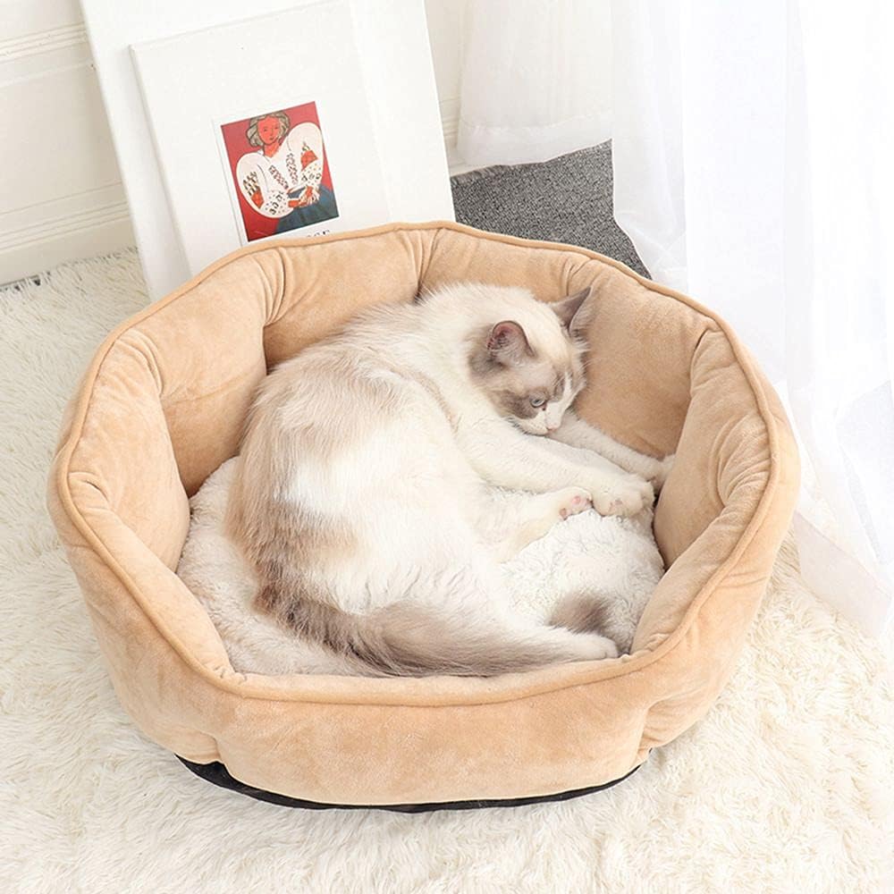 Pet Bed Large Portable Dog Cat Bed House Winter Warm Shell Nest Cat Sleeping Beds Soft Plush Dog Basket Cushion for Puppy Cats Supplies Cozy Soft (Color : Grey)