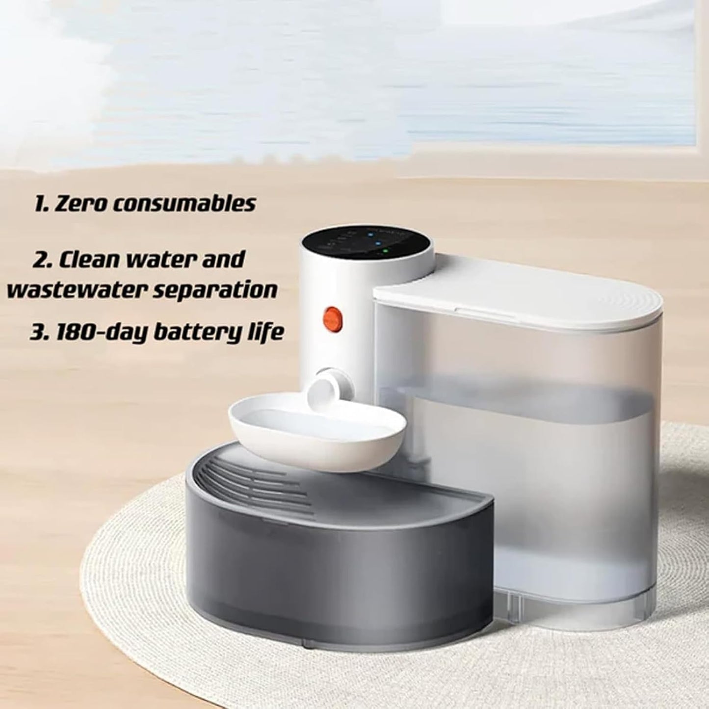 Smart Pet Water Fountain,3L Automatic Pet Water Dispenser,Wireless Pour-Over Cat Water Fountain,Ultra Silent 180 Days Endurance Automatic Pet Water Dispenser,for Cat, Dog