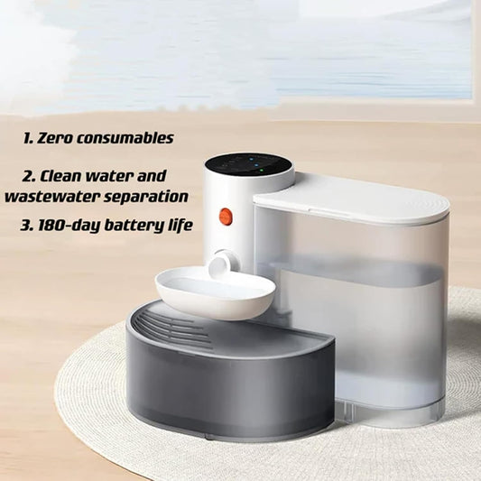Smart Pet Water Fountain,3L Automatic Pet Water Dispenser,Wireless Pour-Over Cat Water Fountain,Ultra Silent 180 Days Endurance Automatic Pet Water Dispenser,for Cat, Dog