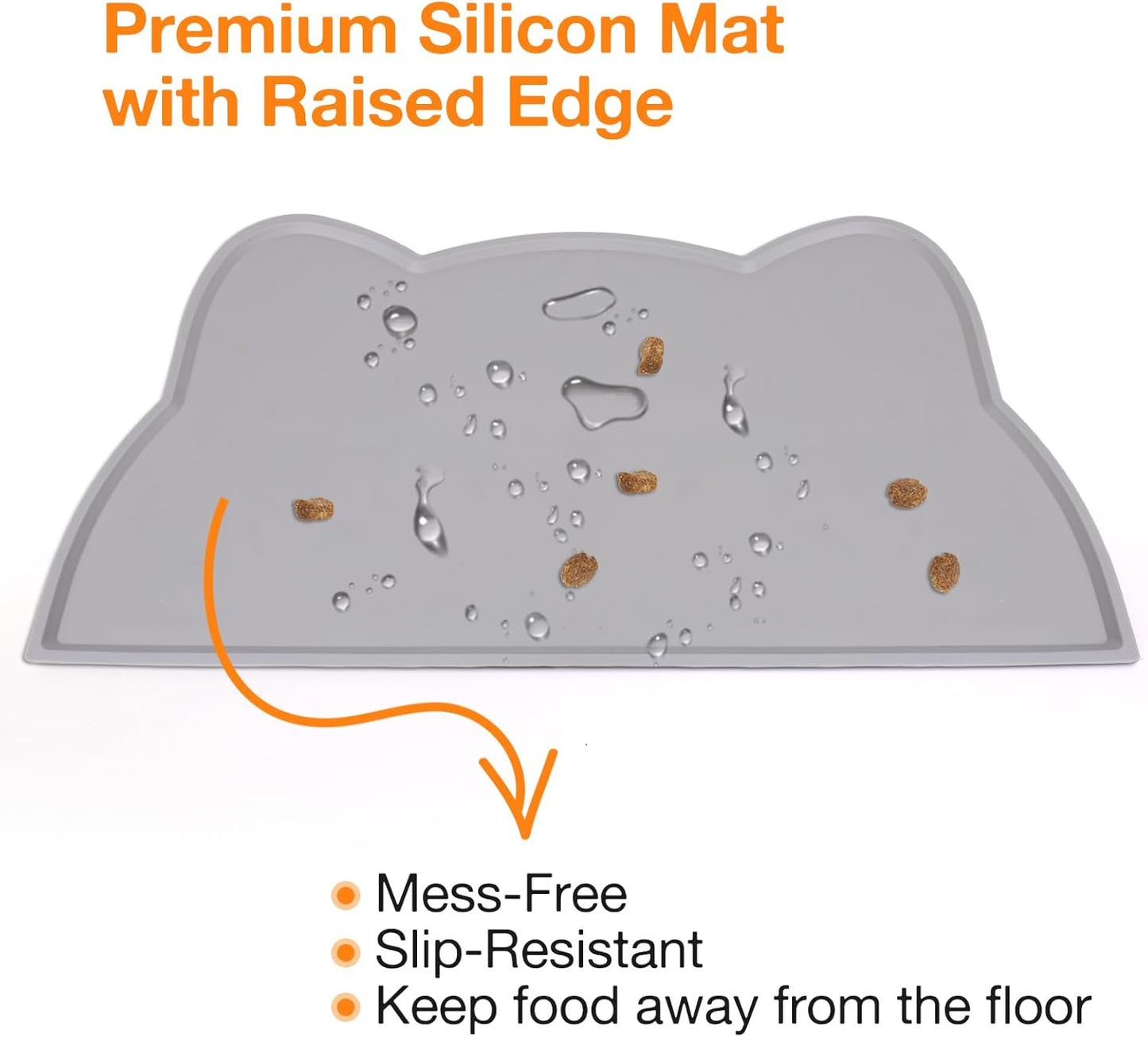 Elevated Cat Bowls, 5.5” Wide Stainless Steel Cat Bowls with Food Mat & Metal Stand, Raised Pet Water Food Feeder with Non-Slip Raised Stand for Cats, Kittens, Puppy, Small Dogs