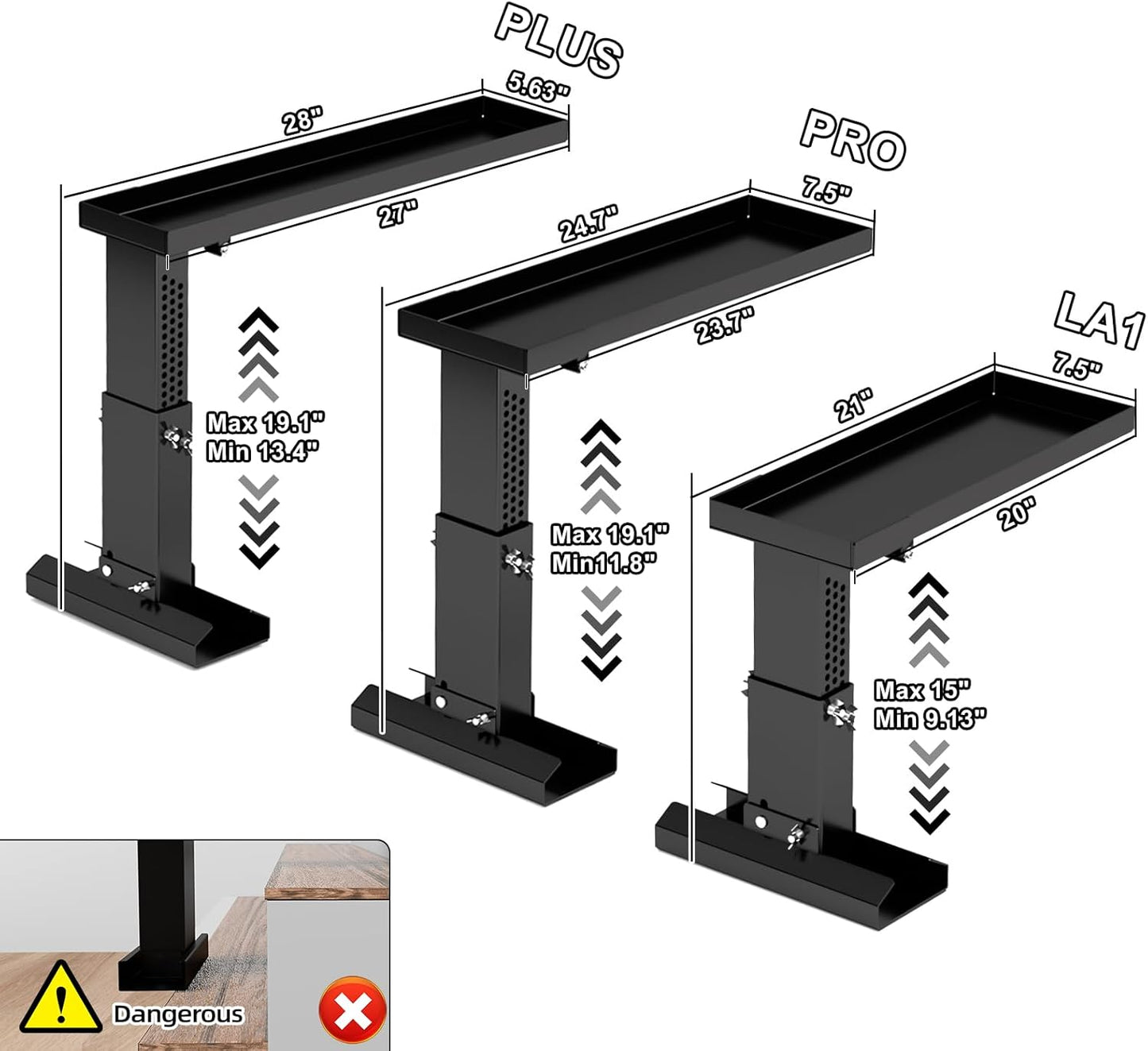 Foldable Heavy Duty Ladder Extender Pro-Adjustable Height 11.8-19.1", Ladder Leveler for Stair-Ladder Aide-Ladder Leveler for Extension Ladders with 23.7x7.5" Platform-Non-Slip Mat-Holds up to 880lbs