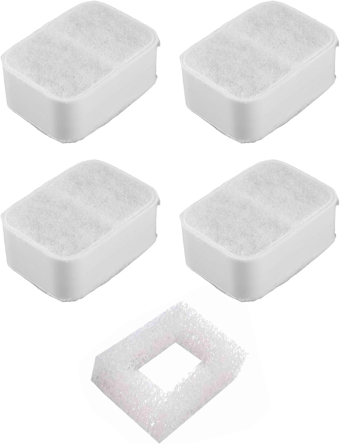 Cat Water Fountain Filters, 4Pcs Pet Water Fountain Replacement Filters Premium Activated Carbon and 1Pcs Foam Filters for Ceramic Cat Water Fountain Drinking Water Fountain Keep Water Fresh