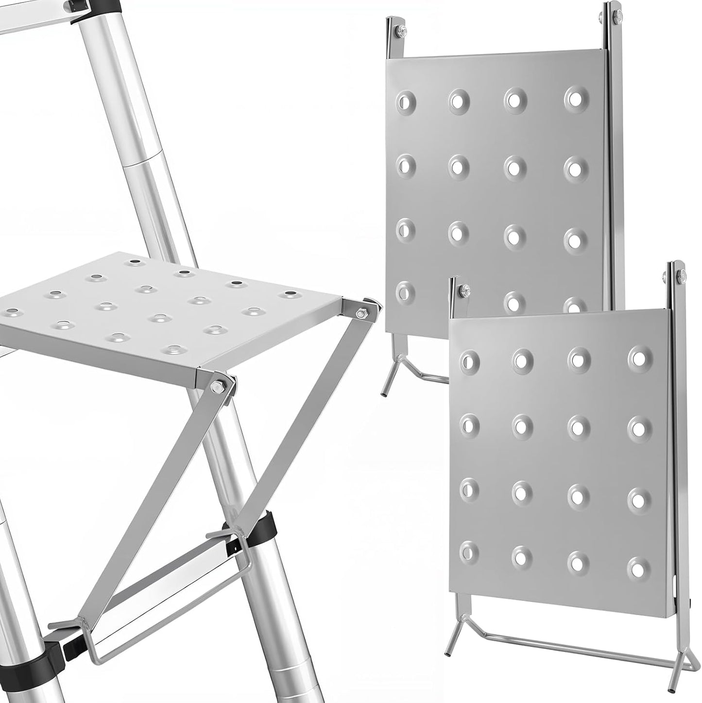 LEIFIDE 2 Pcs Ladder Work Platform – 400 Lbs Heavy Duty Non-Slip Platform Tray, Stable Standing Surface for Painters, DIY & Home Projects – Quick Install, Space Saving, Fit for Most Ladder