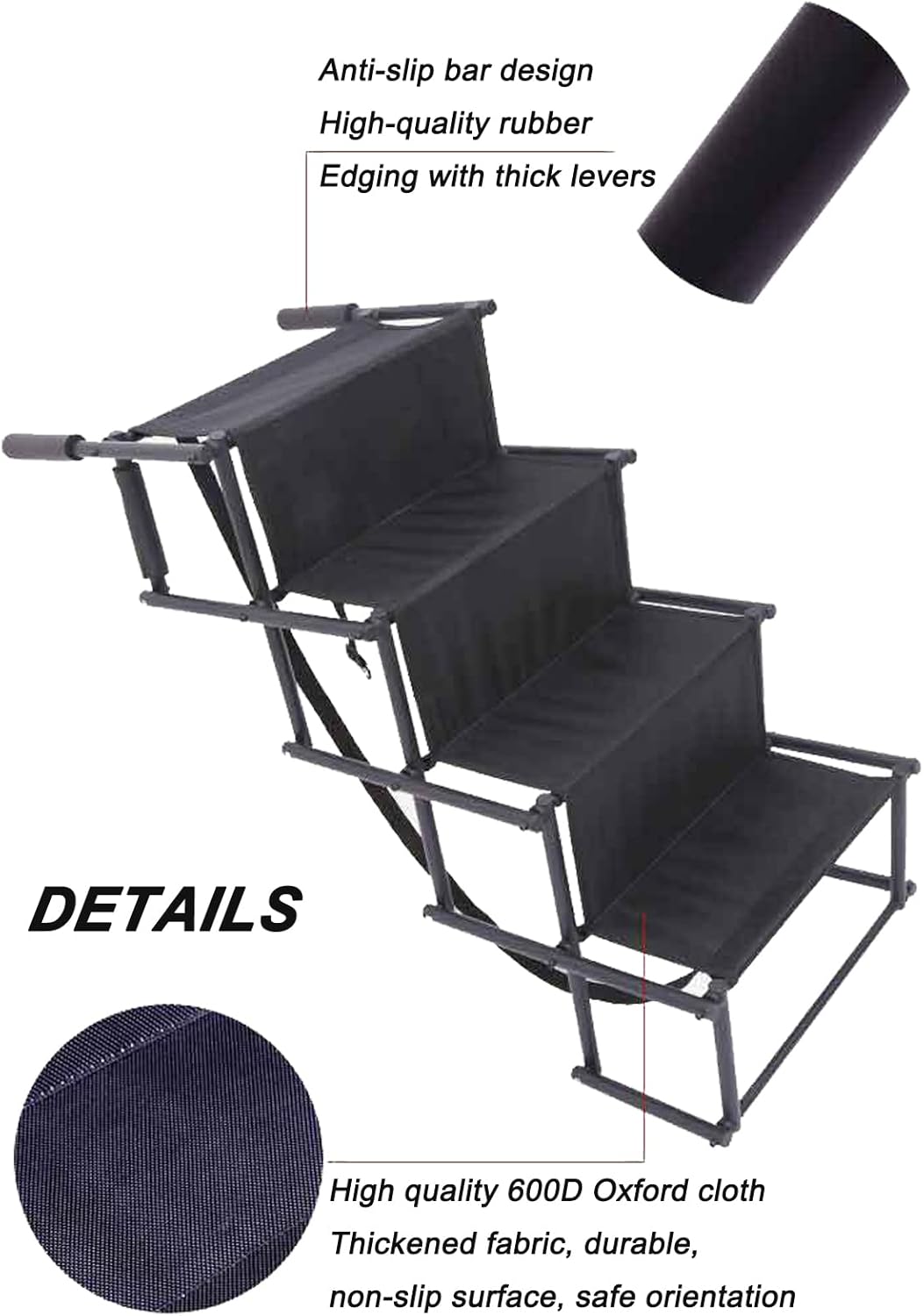 Dog Car Ramp for Medium Large Dogs, Foldable Dog Stairs for High Beds Trucks Cars Side Door Back Seat, Adjustable Lightweight Pet Ladder Can Support 180Lbs
