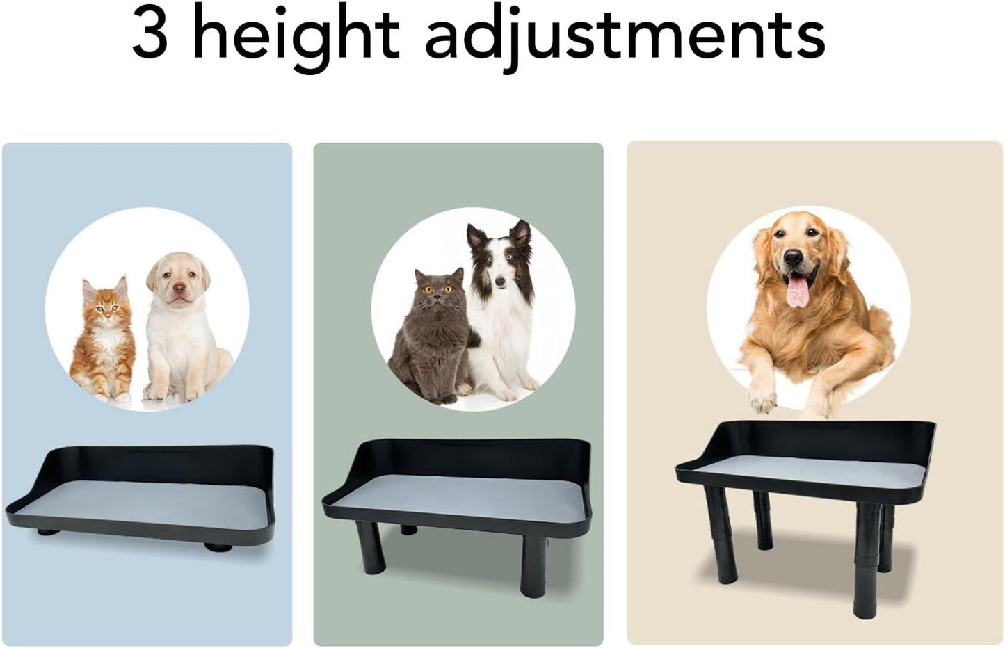 TOPINCN Plastic Raised Dog Bowl, Adjustable Elevated Pet Food Dish Stand, Animal Plate Holder, Feeding Table with Anti Tip Mat for Improved Digestion, Neck Protection Dog Cat