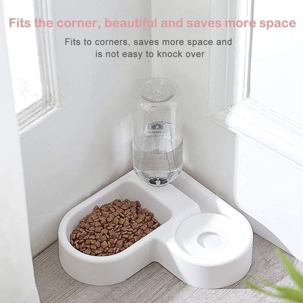 2 in 1 Pet Feeder Water Automatic Dispenser with Bottle Dog CatSpill Proof Pet Drinking Fountain Water Bowl for Pets FeedinNo Spill Pet Water Bowl for Puppy Kitten Feed Pet Bowl Pet