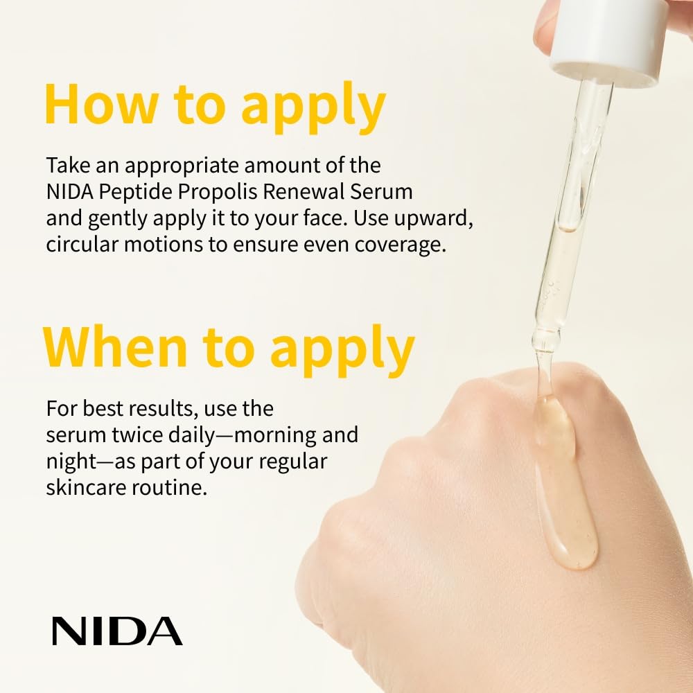 NIDA Peptide Propolis Renewal Serum | Peptide Complex, Propolis Extract, Adenosine | Youthful Look, Wrinkles, Fine Lines, Pore & Sebum Care | 1.69 fl.oz., 50ml (Updated)