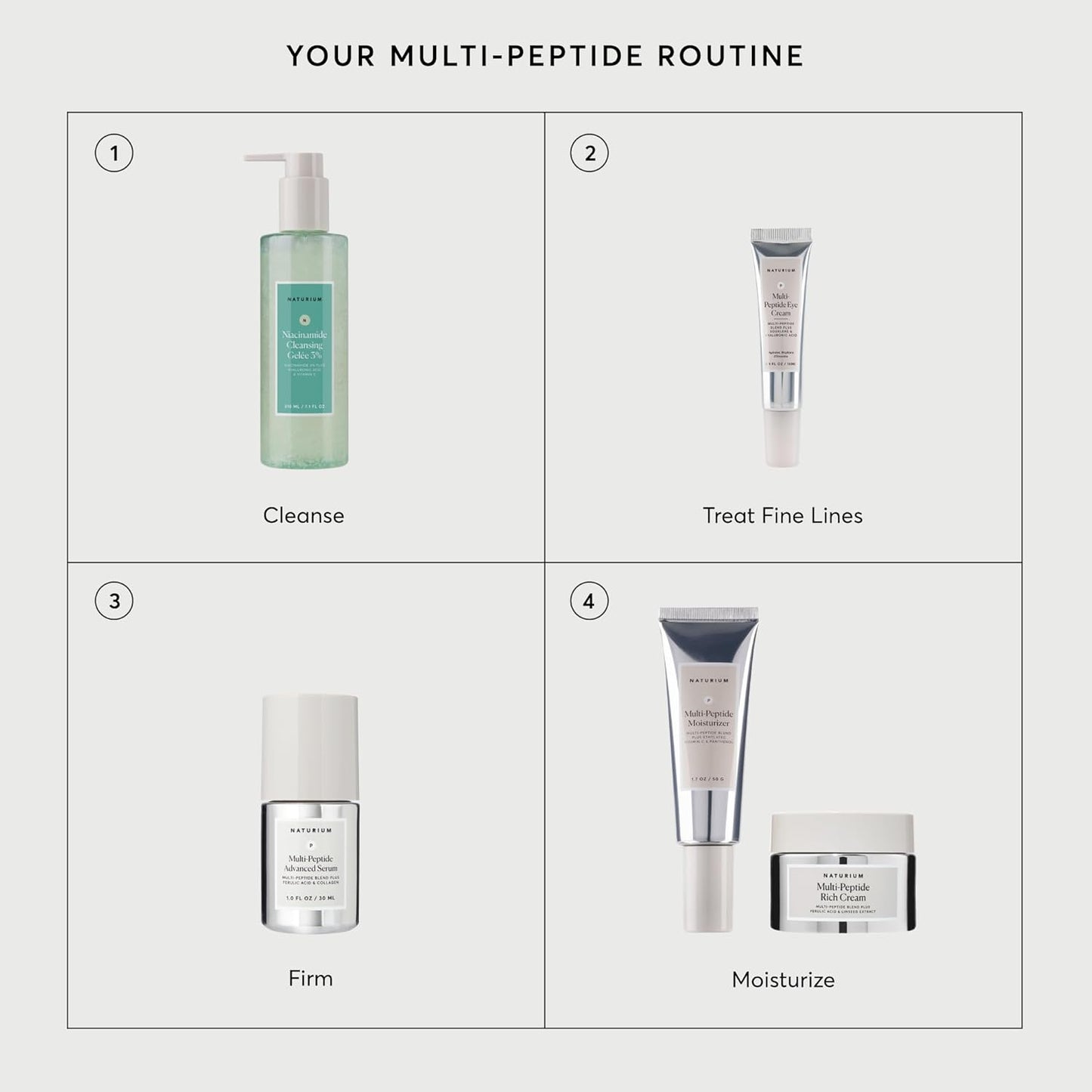 Naturium Multi-Peptide Advanced Serum, Firming & Smoothing Face Serum for Fine Lines & Wrinkles with Advanced Multi-Peptide Blend, 1 oz