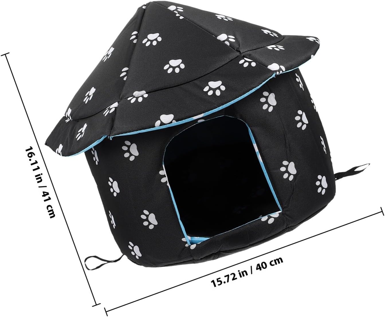 PRETYZOOM Weatherproof Oxford Fabric Cat House M Size with Removable Cushion and Detachable Cover, Outdoor Cold Days Pet Nest for Cats and Small Dogs