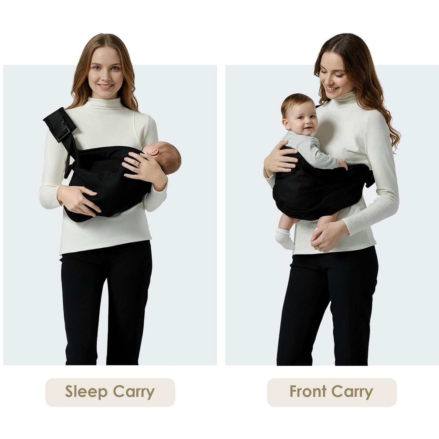 Baby Sling Carrier for Toddler, Baby Carrier Sling, Lightweight Toddler Carrier with Secure Buckle, Premium Cotton Toddlers Hip Carry Sling, Adjustable with Left/Right Shoulder Strap, Black