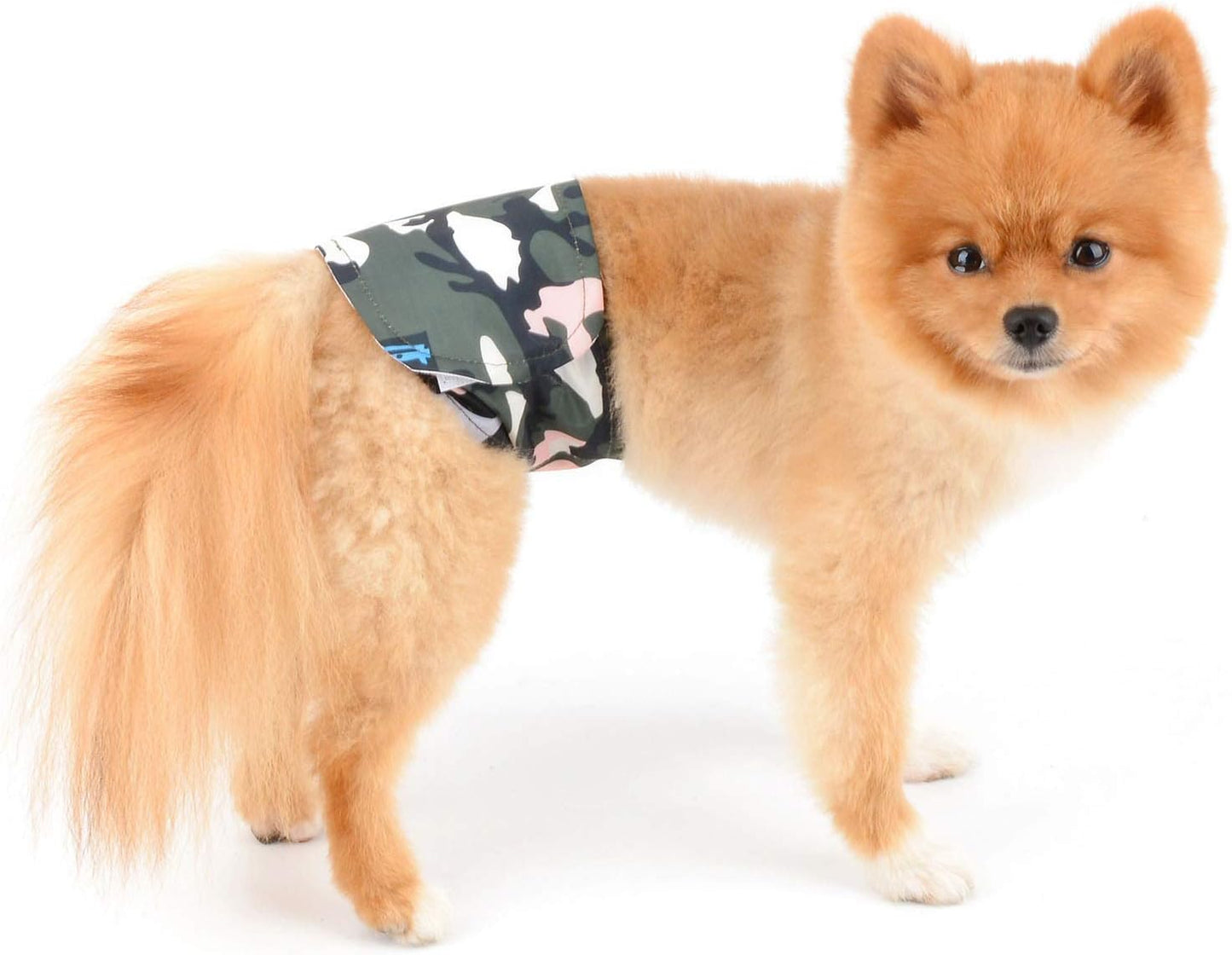 SELMAI Belly Bands for Male Dogs Small Medium Adjustable Washable Doggie Wrap Diapers Leakproof Reusable Comfy Boy Puppy Nappies Absorbent Pads Prevent Licking Fashion Camouflage Design Green Camo XL