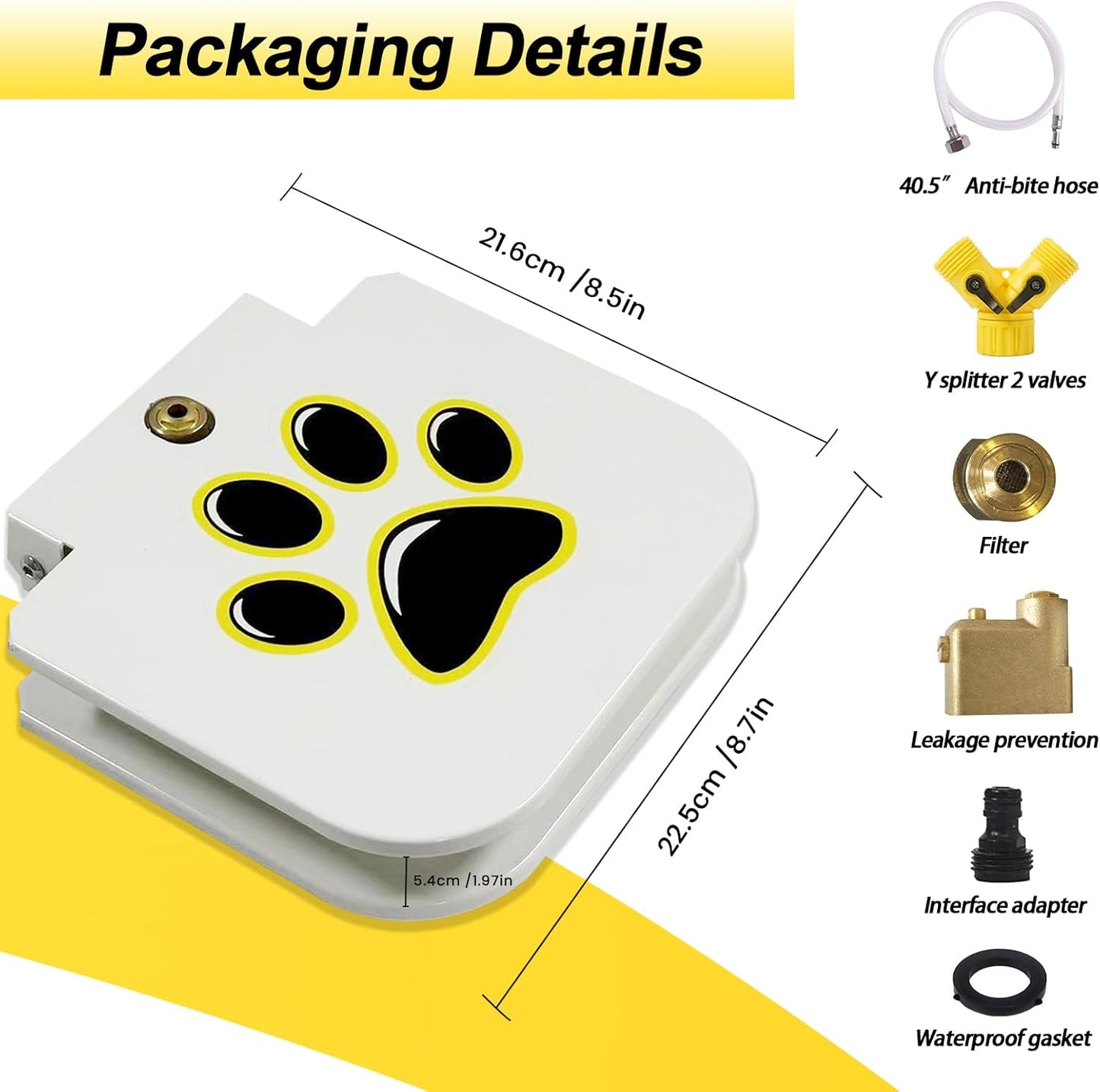 Outdoor Dog Water Fountain Step On - Upgrade Large Dog Sprinkler Drinking Water Dispenser Dog Paw Waterer Activated with Stainless Steel Braided Hose