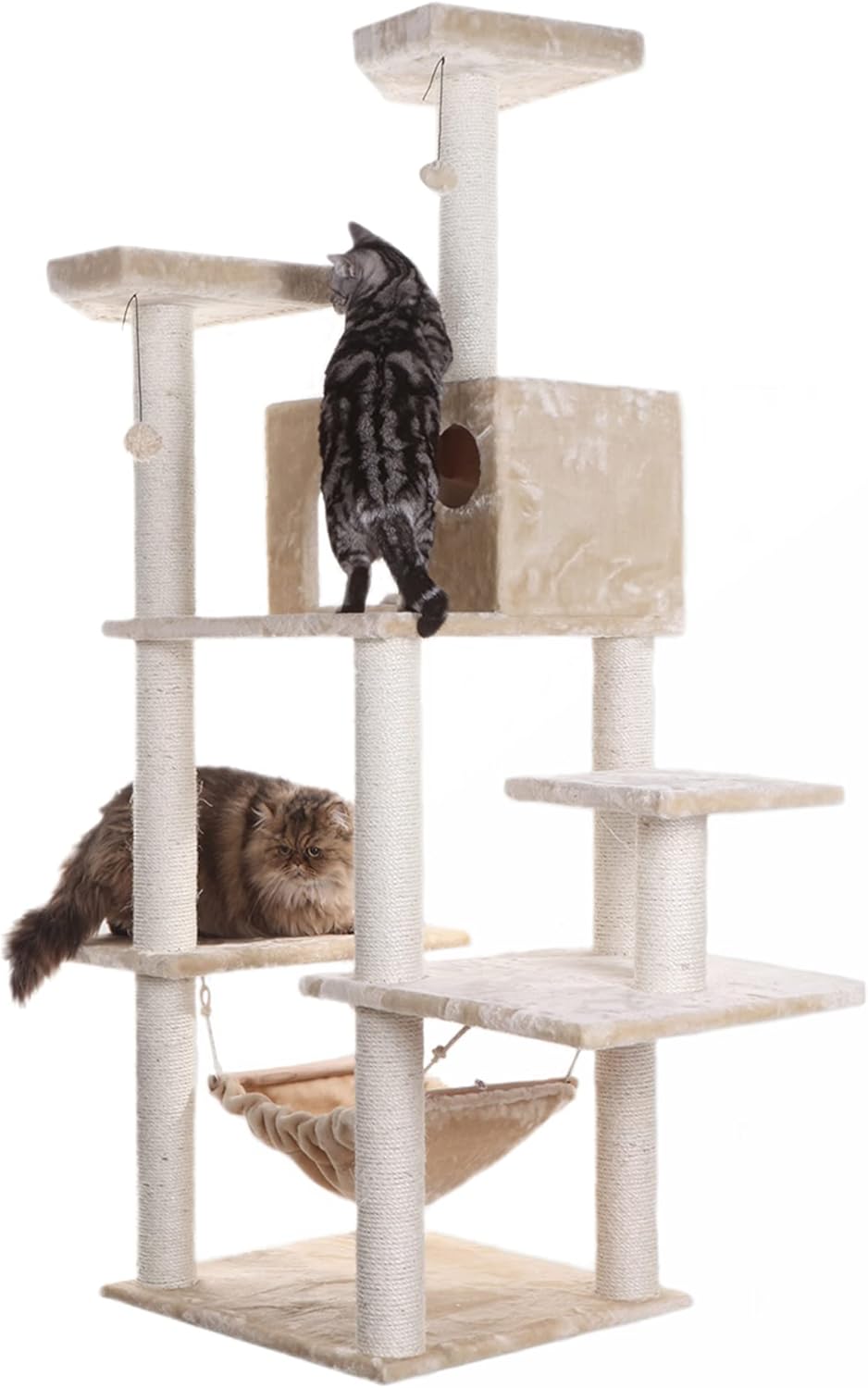 Armarkat A7202 72-Inch Real Wood Cat Tree, Beige,53 inches L X22 inches W X 72 inches H