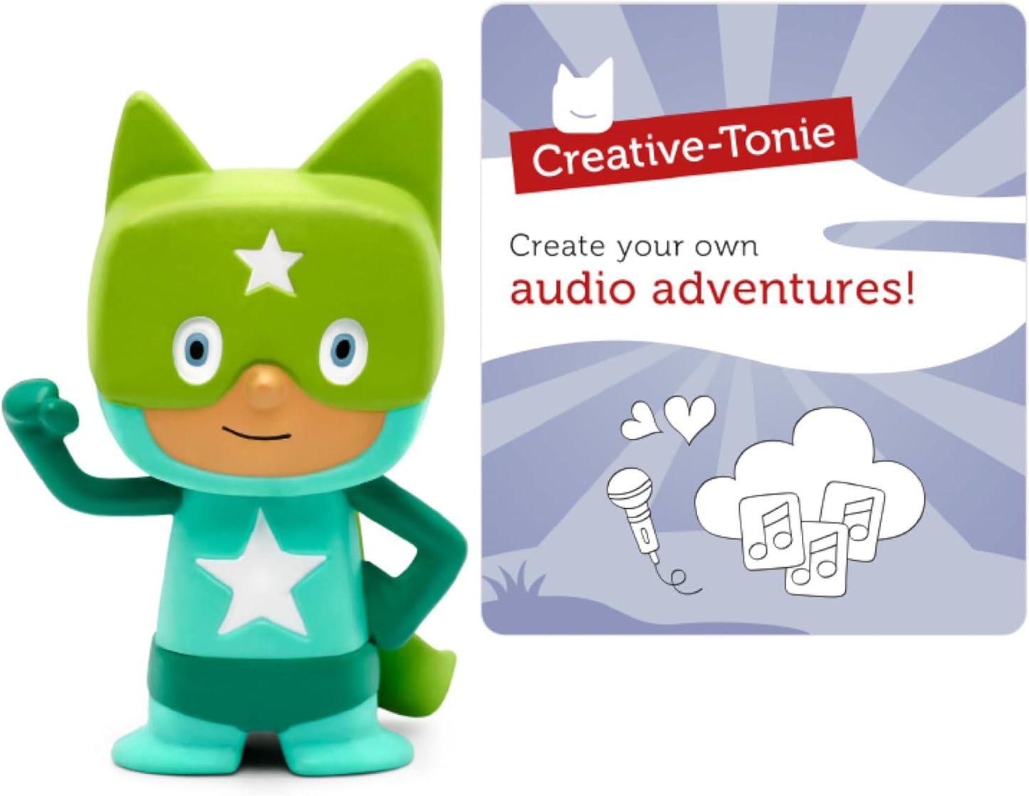 Tonies Superhero Creative Toy Figurine - Record and Upload up to 90 Minutes of Your Own Stories and Songs - Turquoise/Green