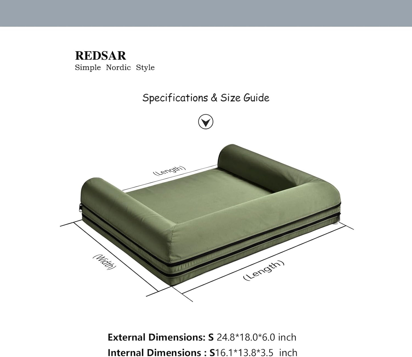 Dog Bed for Small Dogs, Waterproof & Scratch-Resistant Puppy Sofa Bed with Removable Cover High-Density Foam Orthopedic Pet Bed for Chihuahuas, Poodles, Bichons, and Cats (Green)