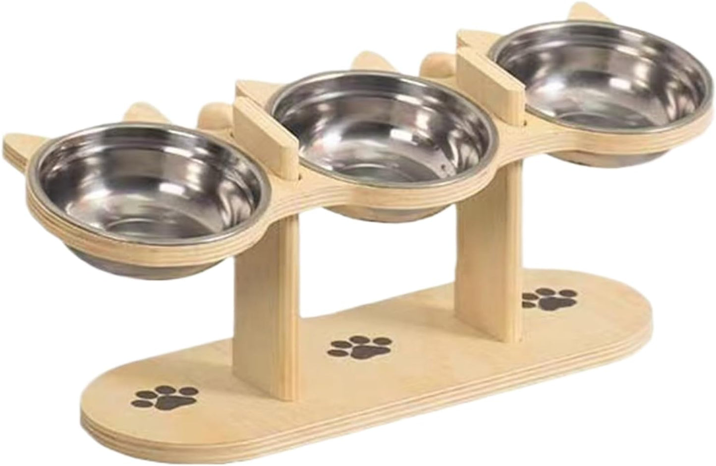 Dog Bowls Elevated - Tilted Wooden Stand, Pet Feeding with Design, Cat Dog Bowl Station, Home Accessory with Eco Friendly Material, Adjustable Feeder for Small Medium Breed Indoor Outdoor